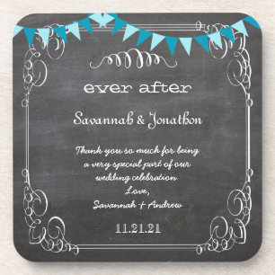 Chalkboard Bride & Groom Wedding Coaster