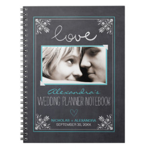 Chalkboard Bride Wedding Planner Notebook (aqua)
