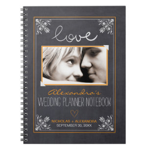 Chalkboard Bride Wedding Planner Notebook (orange)