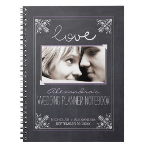 Chalkboard Bride Wedding Planner Notebook (purple)