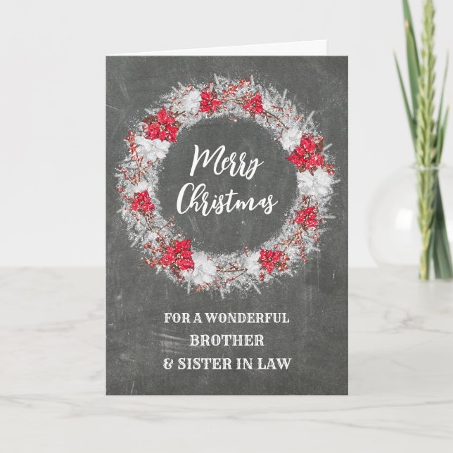 Chalkboard Brother & Sister in Law Merry Christmas Card (Front)