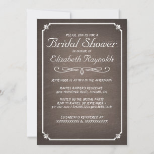 Chalkboard Brown Bridal Shower Invitations