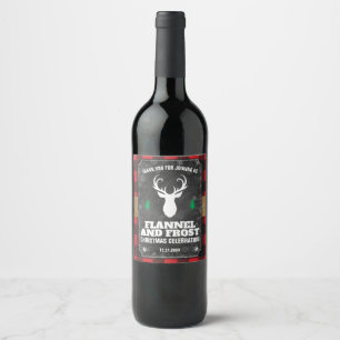 Chalkboard Buffalo Plaid Flannel and Frost Wine Label