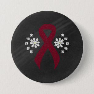 Chalkboard Burgundy Awareness Ribbon 3 Inch Round Button