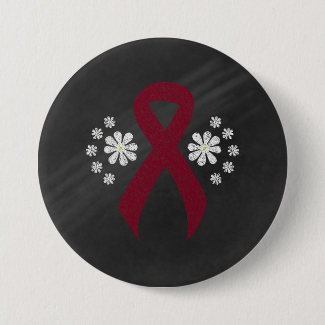 Chalkboard Burgundy Awareness Ribbon 3 Inch Round Button (Front)