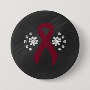 Chalkboard Burgundy Ribbon 3 Inch Round Button