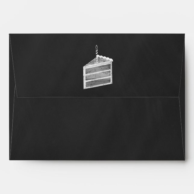 Chalkboard Cake Slice Anniversaire Enveloppe Invit (Dos (Haut rabat))