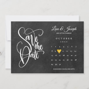 Chalkboard Calendar Gold Love Heart Save The Date