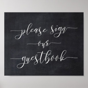 Chalkboard Calligraphy Wedding Sign Our Guest Book