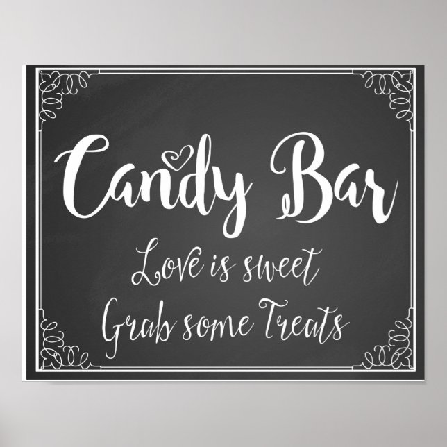 chalkboard Candy Bar Love is sweet wedding print (Front)