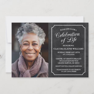 CHALKBOARD CELEBRATION OF LIFE FUNERAL INVITATION