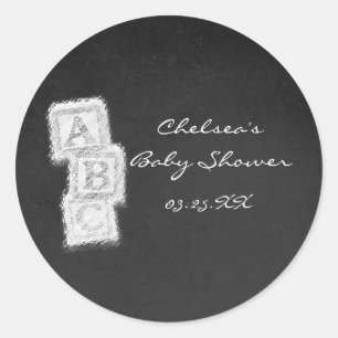 Chalkboard Chalk Baby Shower Blocks Favour Sticker