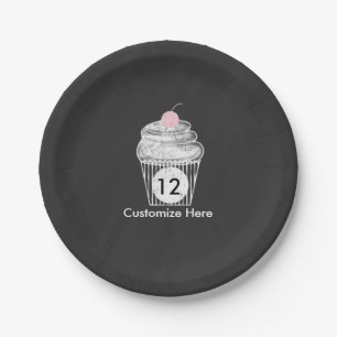 Chalkboard Chalk Cupcake Birthday Party Plates