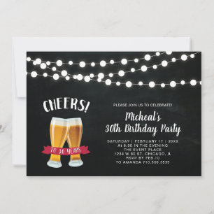 Chalkboard, Cheers 30th Birthday Party Invitation