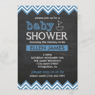 Chalkboard Chevron Boy Baby Shower Invitation