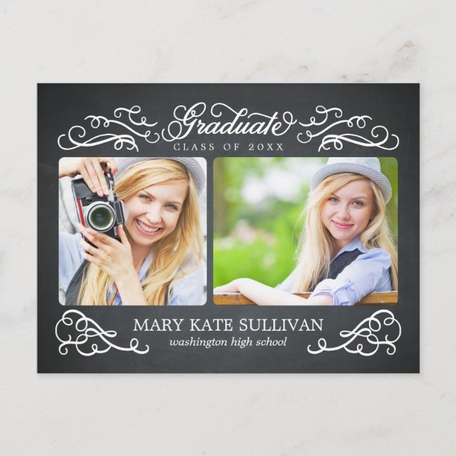 Chalkboard Chic Graduation Announcement (Front)