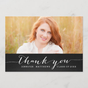 Chalkboard Chic Graduation Photo Thank You Card