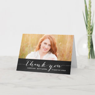 Chalkboard Chic Graduation Photo Thank You Card