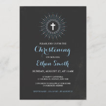 Chalkboard Christening / Baptism Invitation - Blue