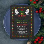 Chalkboard Christmas Brunch Invitations<br><div class="desc">This Christmas brunch invitation features a chalkboard backdrop for lights in red, green and yellow surrounding your invite details. Two white Christmas trees also surround the words "Eat Drink and be Merry." This is a fun way to invite your guests to a Chrismas brunch. These invites are very modern and...</div>