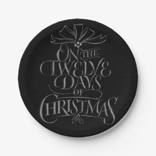 Chalkboard Christmas Calligraphy Lettering Chalk Paper Plate
