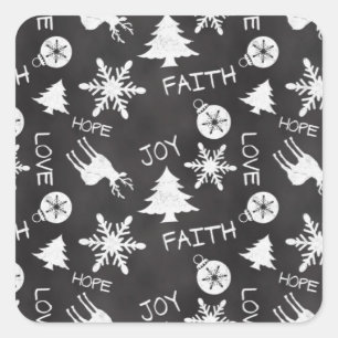 Chalkboard Christmas Fun Pattern Holiday Square Sticker