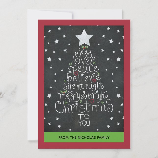 Chalkboard Christmas Hand Lettered - Family Photo Holiday Card (Front)