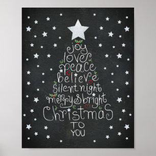 Chalkboard Christmas Hand Lettered Love Joy Peace Poster