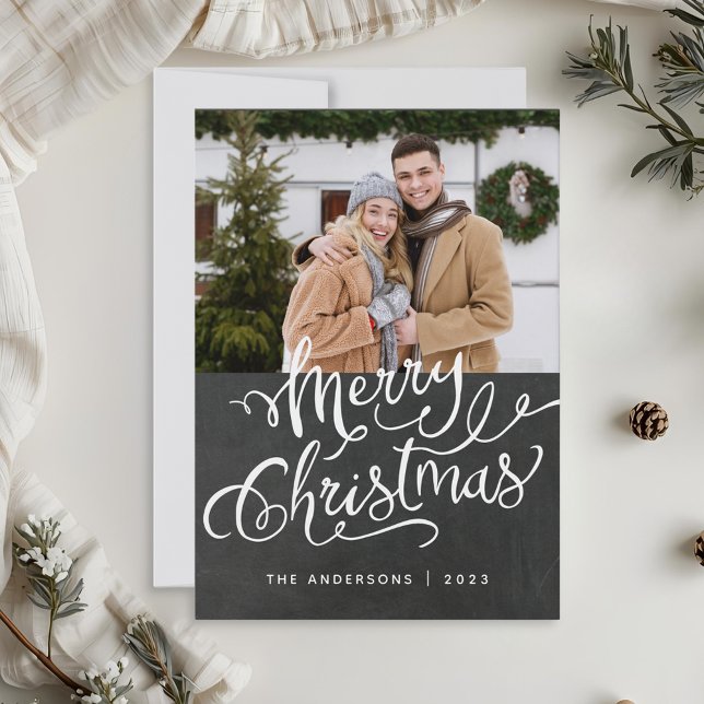 Chalkboard Christmas Holiday Photo Overlay Card (Creator Uploaded)