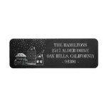 Chalkboard Christmas Houses Personalized Address<br><div class="desc">Chalkboard background with hand drawn chalk houses and snow return address label. Personalize text,  font style,  colour and size.</div>