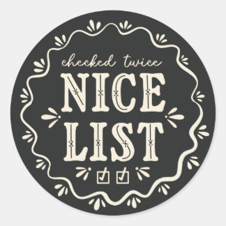 Chalkboard Christmas Nice List boho gift sticker