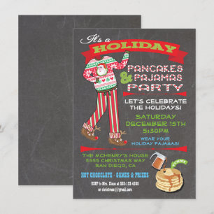 Chalkboard Christmas Pancakes & Pyjamas Party Invitation