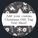 Chalkboard Christmas Pattern Holiday Gift Tag<br><div class="desc">A gift tag label sticker for favours or presents! Just like writing on the schoolteacher's blackboard,  this fun and festive chalk board pattern looks like white handwritten text and drawings on a slate grey background. Great for kids and grown-ups,  it's a fun pattern for everyone!</div>
