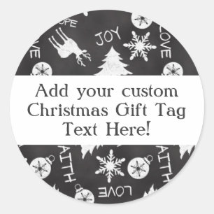 Chalkboard Christmas Pattern Holiday Gift Tag
