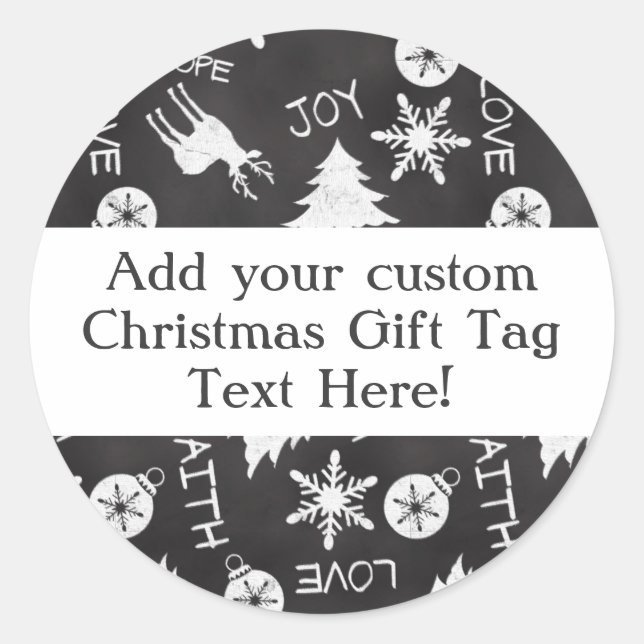 Chalkboard Christmas Pattern Holiday Gift Tag (Front)