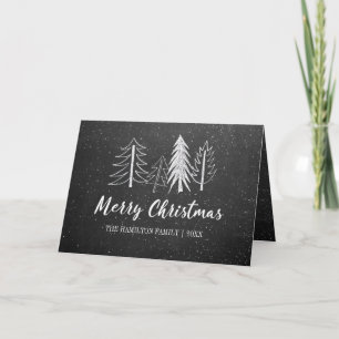 Chalkboard Christmas Snowy Trees Non-Photo Holiday Card