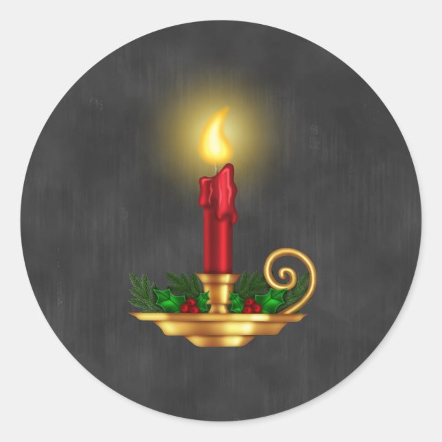 Chalkboard Christmas Sticker with Gold Lit Candle (Front)