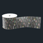 Chalkboard Christmas Trees and Houses Pink Yellow Grosgrain Ribbon<br><div class="desc">Finish up your gift with a pretty Christmas ribbon.</div>