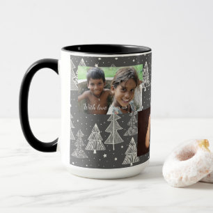 Chalkboard Christmas Trees Snowing Stars Photo Mug