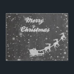 Chalkboard Christmas | Vintage Santa Claus Sleigh Holiday Postcard<br><div class="desc">Clean and Simple Christmas card featuring a Santa Claus in his sleigh with his flying reindeer. Available as a flat card and postcard. Wish you all a Merry Christmas and Happy New Year!</div>