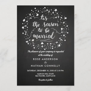 Chalkboard Christmas Winter Wedding Handwritten Invitation