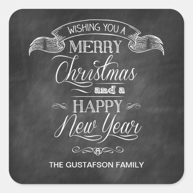 Chalkboard Christmas Wish Square Sticker (Front)