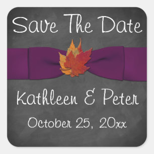 Chalkboard, Chute Leaves Sticker Mariage - Violet