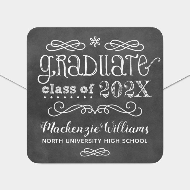 Chalkboard Class of 2026 Graduation Square Sticker (Creator Uploaded)