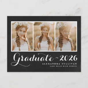 Chalkboard Class of 2026 Photo Collage Graduation Invitation Postcard