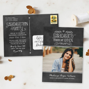 Chalkboard Class of 2026 Photo Grad Party Invitation Postcard