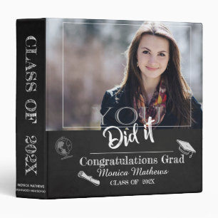 Chalkboard Class of 2026 Photo Graduation Memories Binder