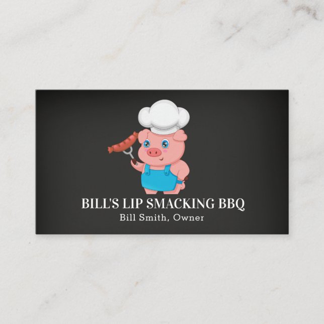 Chalkboard Cochon Barbecue Carte de visite de porc (Devant)