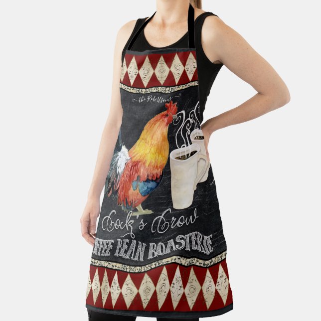 Chalkboard Coffee Art Watercolor Mugs n Rooster Apron (Insitu)