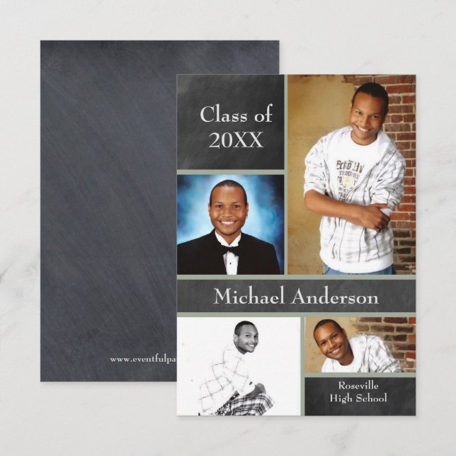 Chalkboard Collage -3x5 Grad Announcement (Front/Back)